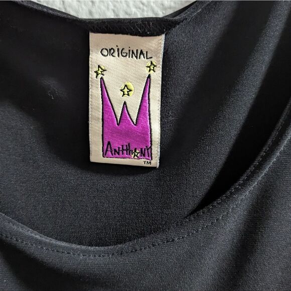 Antthony Black stretch asymmetrical bell sleeve tunic top shirt blouse S - Picture 4 of 5